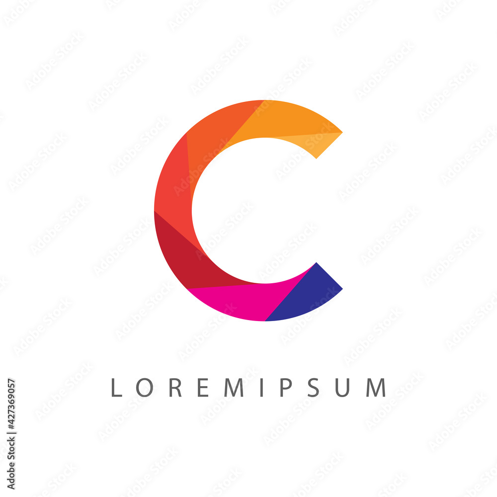 C Letter Red Color Logo Design Template. Circular Color Icon Line Art Vector C Letter Red Color Logo Design Template. Circular Color Icon Line Art Vector