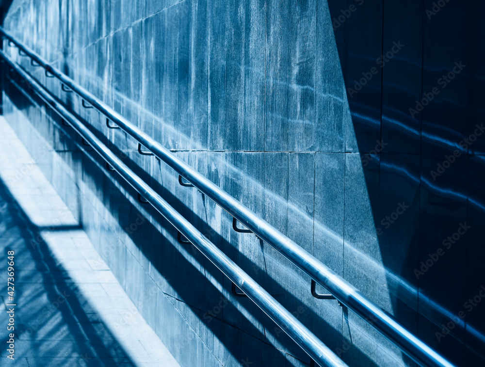 Fototapeta premium Diagonal blue handrails background
