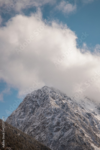 clouds over the winter mountains