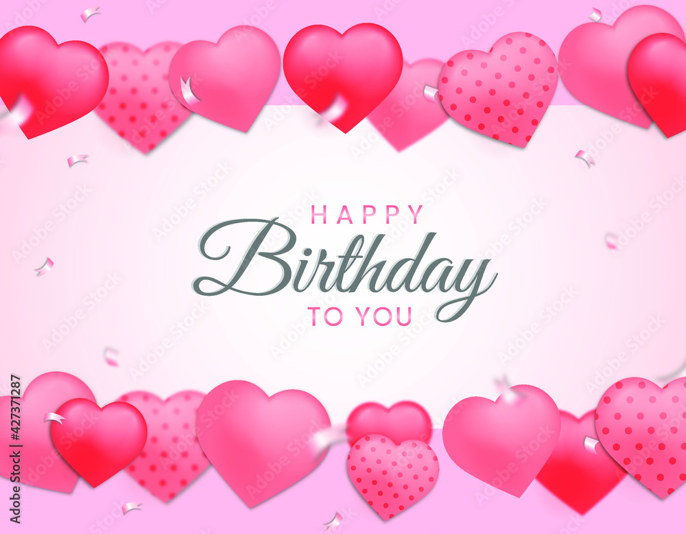 Birthday background with realistic love Free Vector