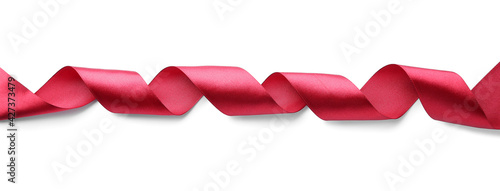 Red satin ribbon wavy strip...