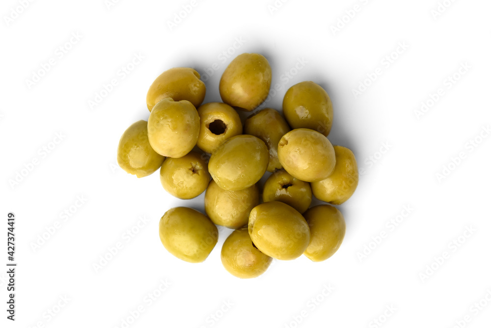 Green olives isolated on white background. Green olives isolated on white background.