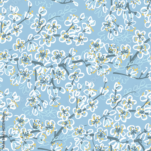 Spring sakura blossom seamless pattern