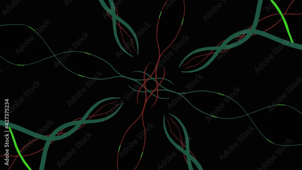 Loop endless 4k animation of abstract image in biohazard motive - the picture reminds of DNA, scientific research, molecular structure, visualisation of viruses. The structure is rotating. Loop endless 4k animation of abstract image in biohazard motive - the picture reminds of DNA, scientific research, molecular structure, visualisation of viruses. The structure is rotating.