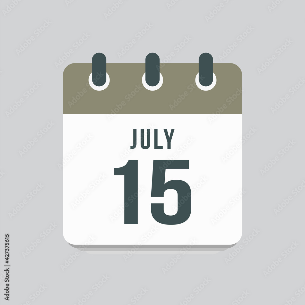 Icon day date 15 July, template calendar page Icon day date 15 July, template calendar page