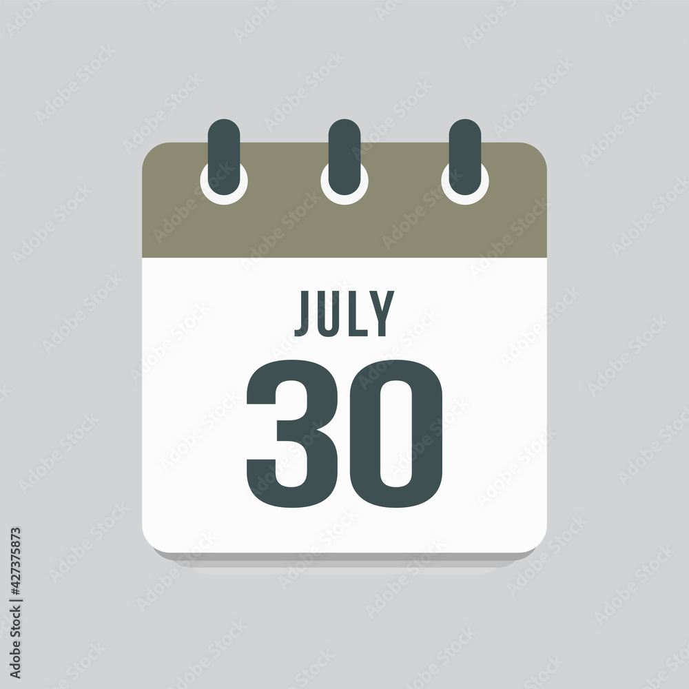 Icon day date 30 July, template calendar page Icon day date 30 July, template calendar page