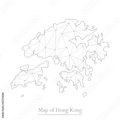 Vector map of Hong Kong with trendy triangles design polygonal abstract. Vector illustration eps 10