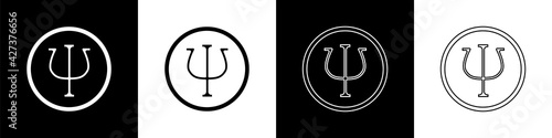 Set Psychology icon isolated on black and white background. Psi symbol. Mental health concept, psychoanalysis analysis and psychotherapy. Vector