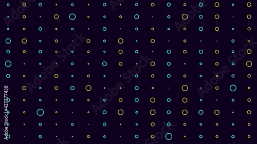 4K Seamless loop Bright modern abstract retro background with multicolored simple moving geometric shapes . Seamless loop