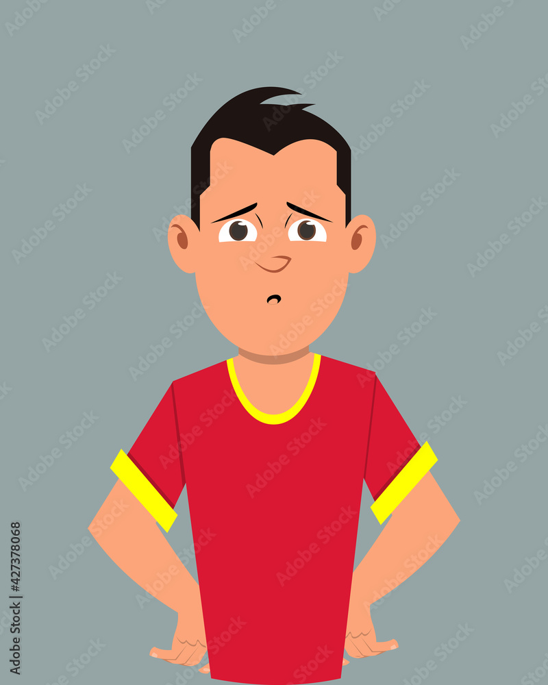 Teenager despairing  facial expression vector illustration. Young businessman character expression for design, motion or animation.