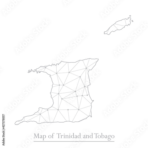 Vector map of Trinidad and Tobago with trendy triangles design polygonal abstract. Vector illustration eps 10