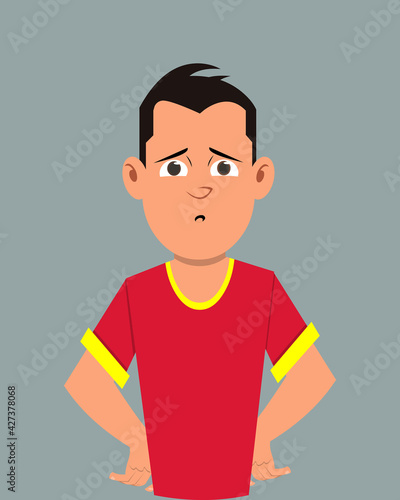 Teenager despairing facial expression vector illustration. Young businessman character expression for design, motion or animation.