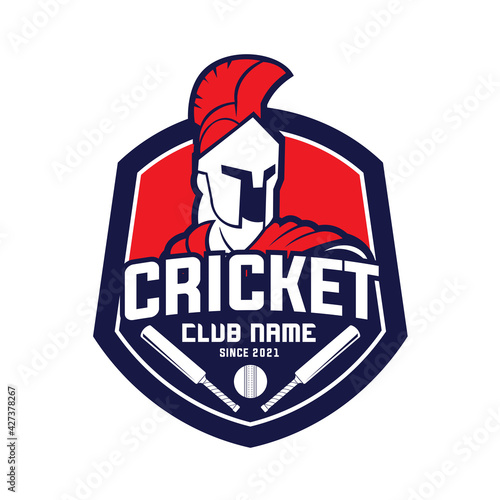 Cricket Club logo with Warrior for the mascot, perfect for Badge, emblem design Club logo