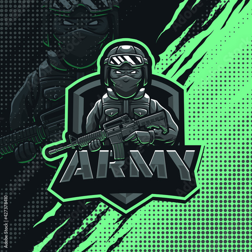 Army soldier mascot logo design illustration