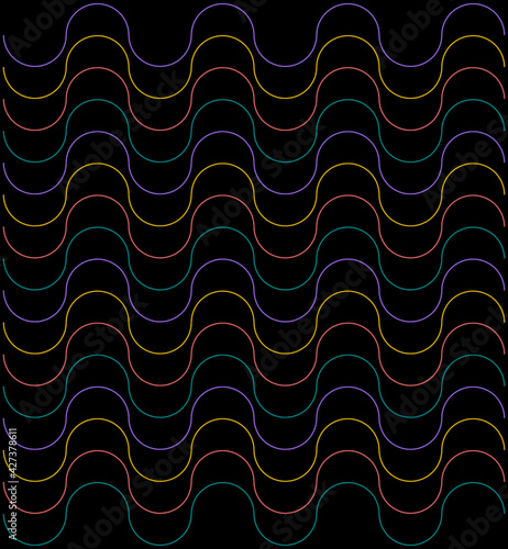 Patrón de ondas de colores horizontales  sobre fondo negro