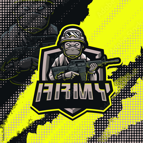 Army soldier mascot logo design illustration