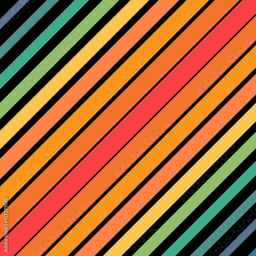 Patrón de rayas de colores decrecientes sobre fondo negro