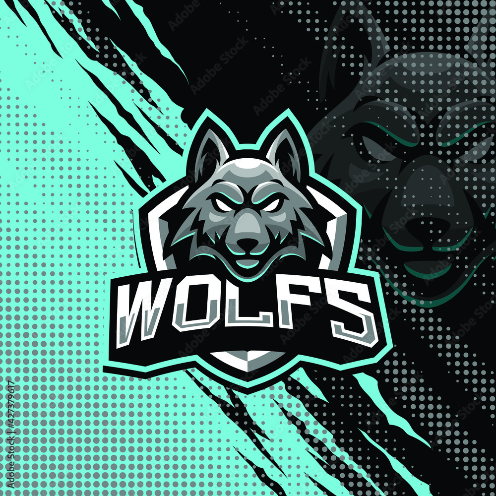 Wolfs mascot logo design illustration