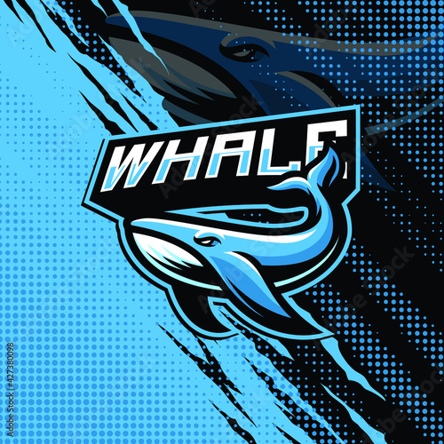 Whale mascot logo design illustration