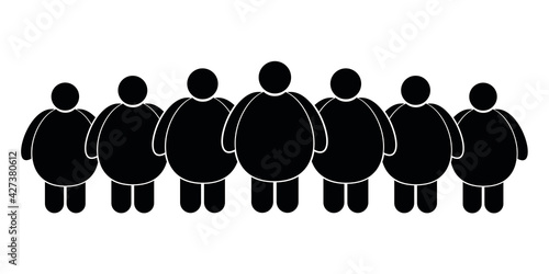 Crowd of people. Group of fat people. User group. Corporate team. Community member. Illustration vector