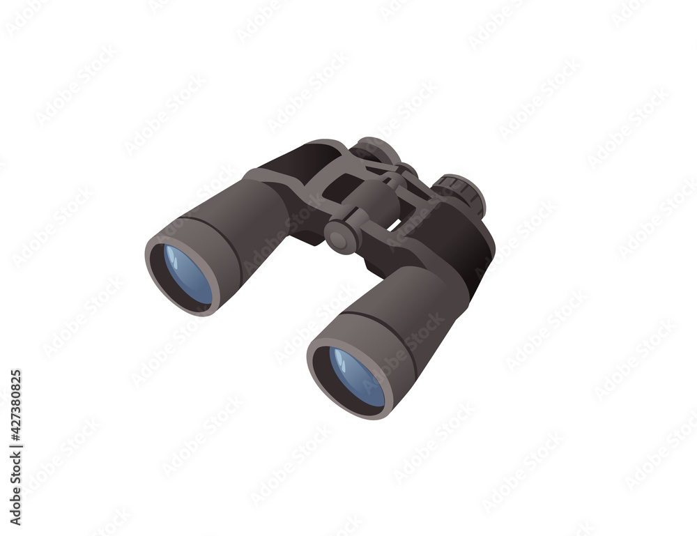 Professional optical device black classic binoculars vector illustration isolated on white background Professional optical device black classic binoculars vector illustration isolated on white background