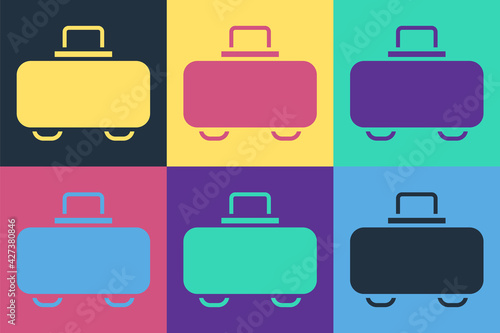 Pop art Weapon case for storing and transporting weapons icon isolated on color background. Vector