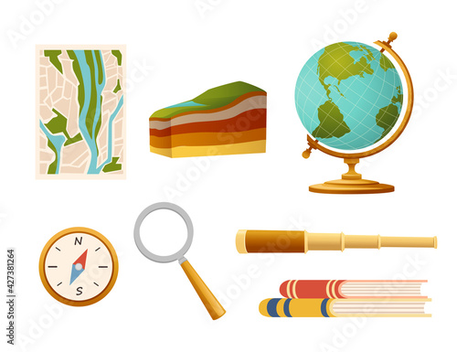 Seamless pattern Geography science courses online education concept or school lesson vector illustration on white background