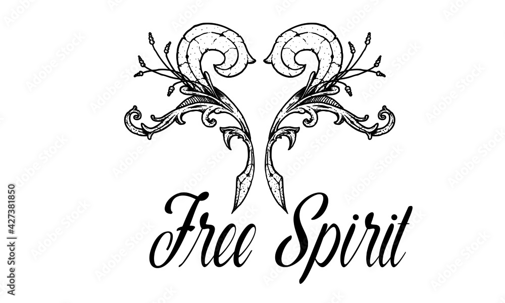 Free Spirit, Christian faith, Typography for print or use as poster, card, flyer or T Shirt