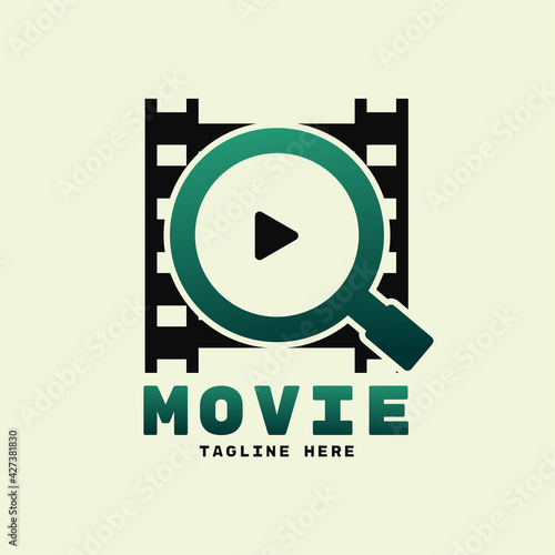 Search movie logo. Creative find movie logo. Illustration vector