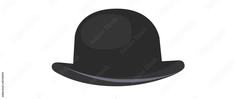 hat with a narrow brim in black on a white background. Isolated hat illustration. vector EPS. charlie Chaplin hat hat with a narrow brim in black on a white background. Isolated hat illustration. vector EPS. charlie Chaplin hat
