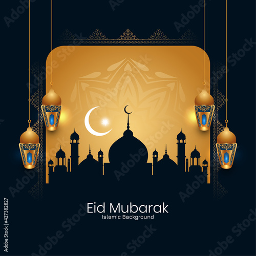 Decorative lanterns Eid mubarak festival mosque background
