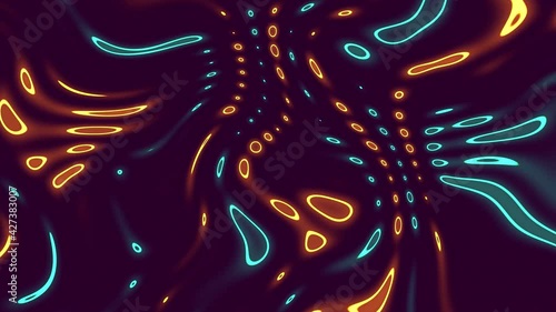 4K Seamless loop Bright modern abstract retro background with multicolored simple moving geometric shapes . Seamless loop