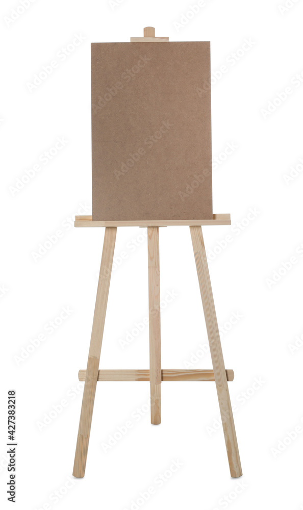 Empty wooden easel for painting isolated on white Empty wooden easel for painting isolated on white