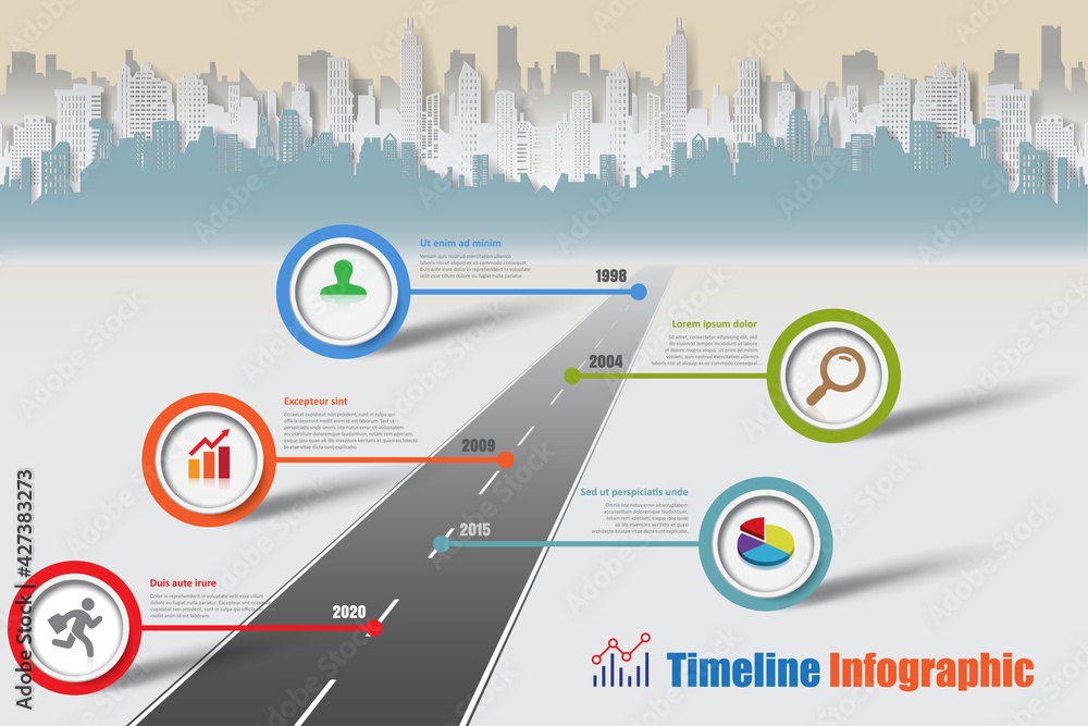 Business road map timeline infographic city designed for abstract ...