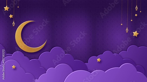 4K seamless looping EID MUBARAK celebration background 