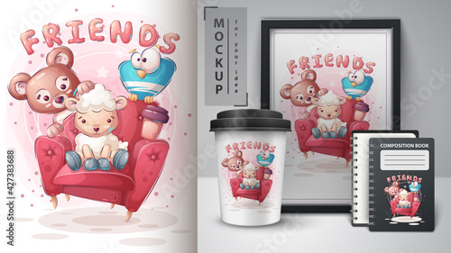 Friends on sofa poster and merchandising