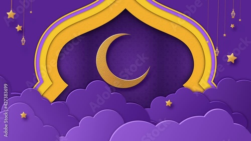 4K seamless looping EID MUBARAK celebration background 