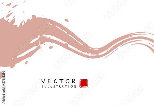 Abstract ink background. Chinese calligraphy art style, brown paint stroke texture on white paper.