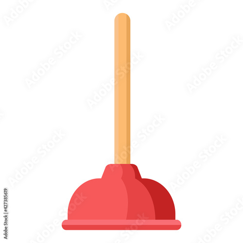 Cartoon vector illustration housework equipment tool toilet dredge