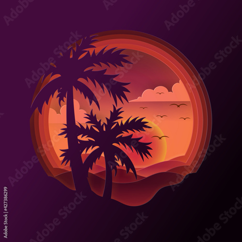 Vector of Summer poster, banner summer travel.