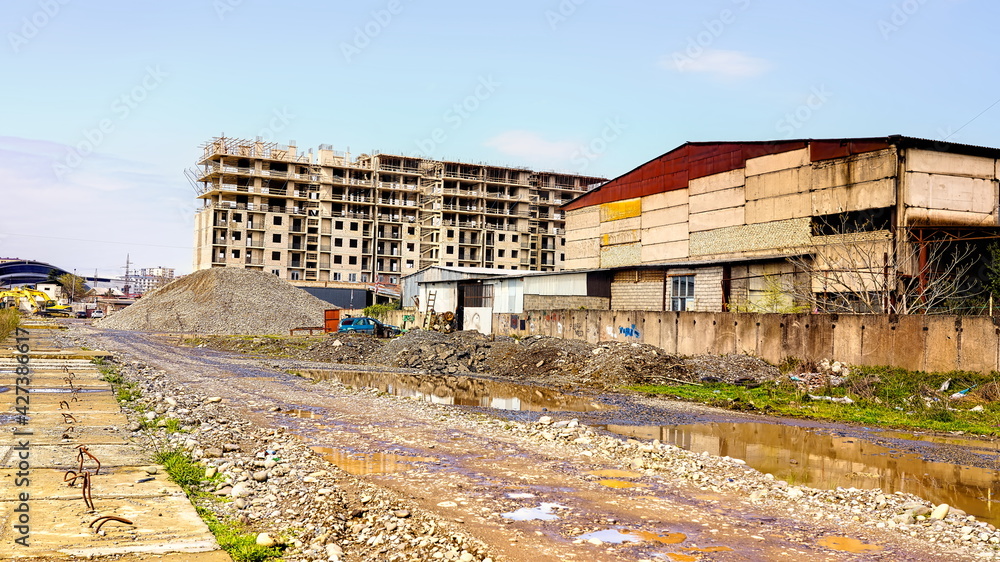 Batumi, Georgia - April 12, 2021: industrial zone of the city Batumi, Georgia - April 12, 2021: industrial zone of the city