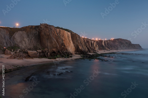 A view of the cliff of Penedo Do Guincho during the blue hour