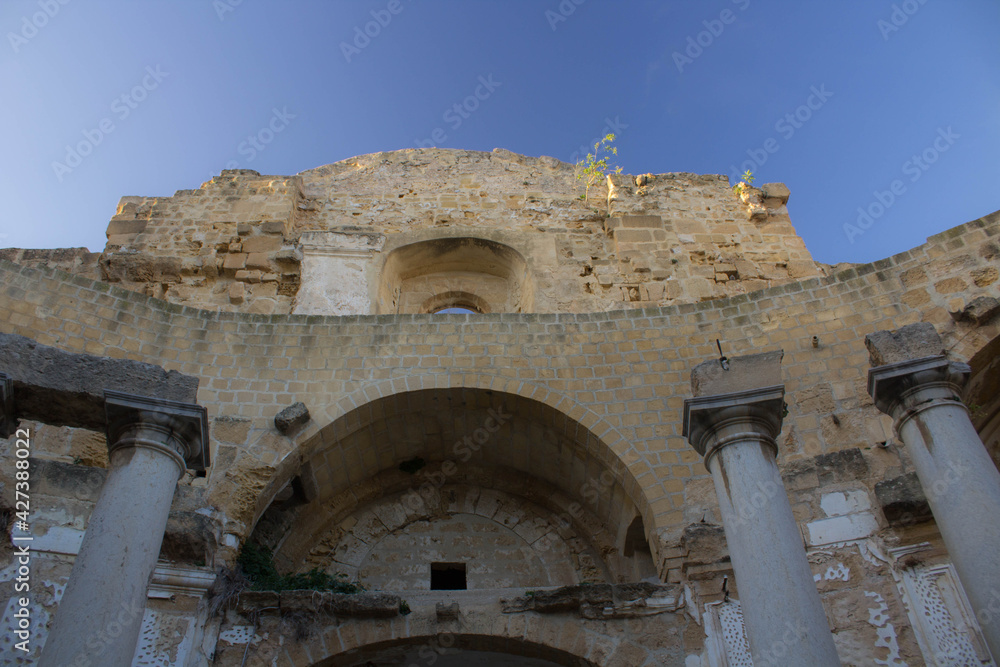 Mazara del Vallo, Sicily, Italy, January 19, 2020, evocative image of the remains 
of the Church of Sant'Ignazio, 18th century
