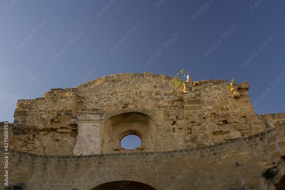 Mazara del Vallo, Sicily, Italy, January 19, 2020, evocative image of the remains 
of the Church of Sant'Ignazio, 18th century