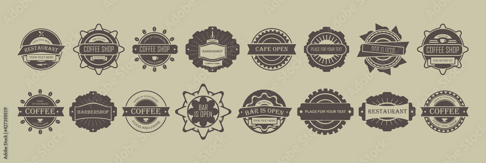 Labels set. Isolated vector monochrome illustration.