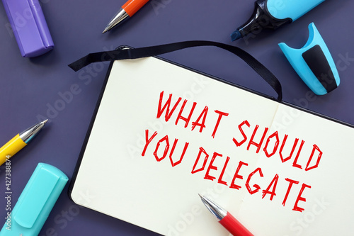 Financial concept meaning What Should You Delegate with inscription on the sheet.