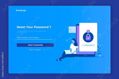 Reset password illustration concept. Illustrations for websites, landing pages, mobile apps, posters and banners.