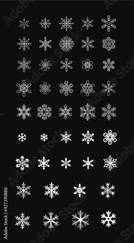 set of vector snowflakes icon graphic. postcard design, greeting card, banner, vector illustration