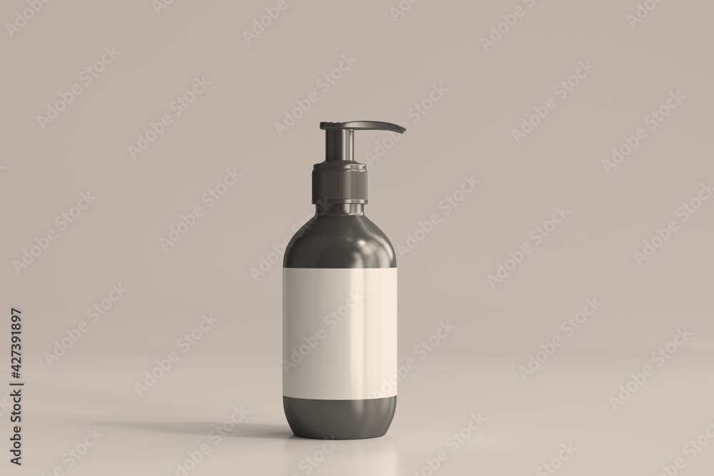 Pump Bottles with Blank Label 3D Rendering Pump Bottles with Blank Label 3D Rendering