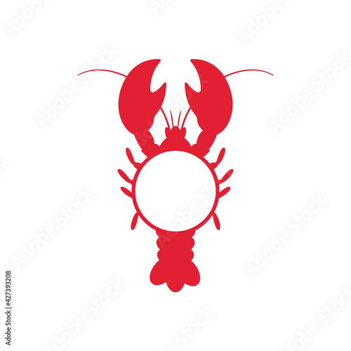 Red shrimp leave a blank space for text. Isolated on white background